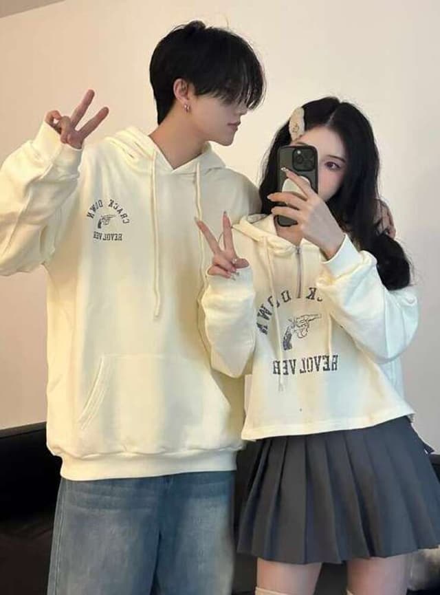 ペアルック/お揃い  ストリート風レトロトレンド パーカー