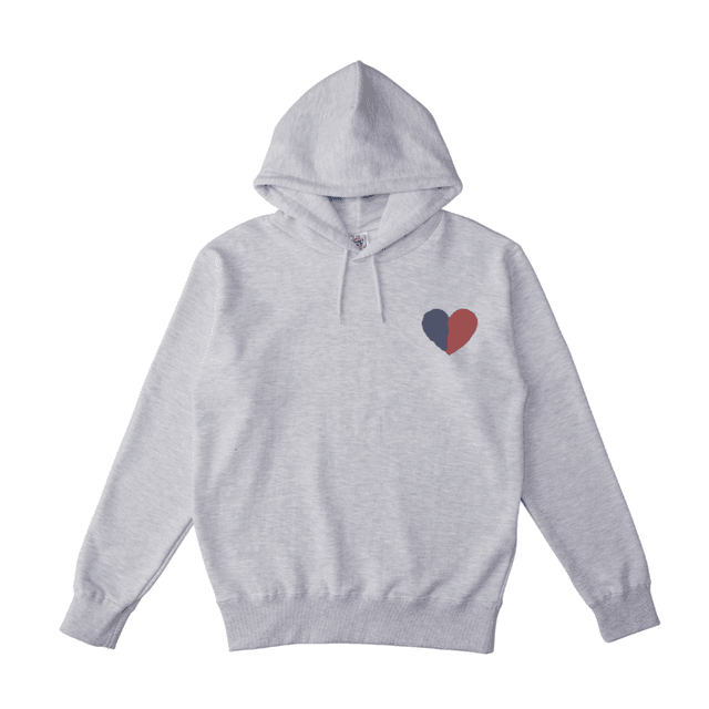 ペアルック/お揃い カラフルなハートイラスト入りパーカー