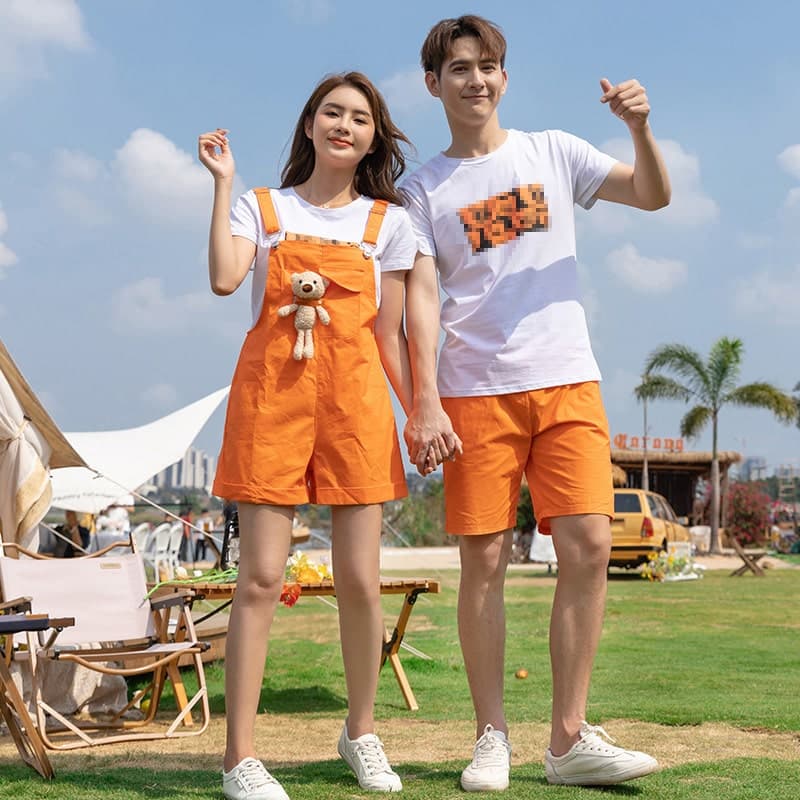 親子ペアルック/お揃い クマ付きサロペット Tシャツ