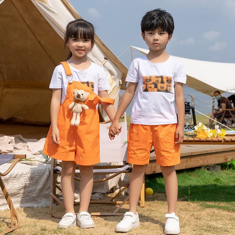 親子ペアルック/お揃い クマ付きサロペット Tシャツ