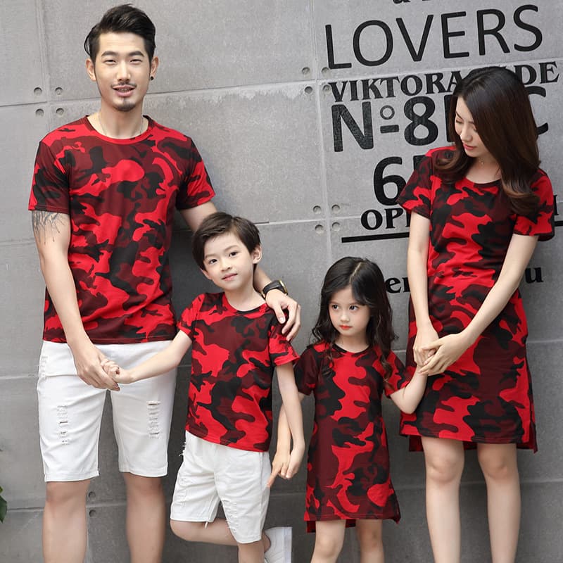 親子ペアルック/お揃い 柄入りTシャツ&ハーフパンツ