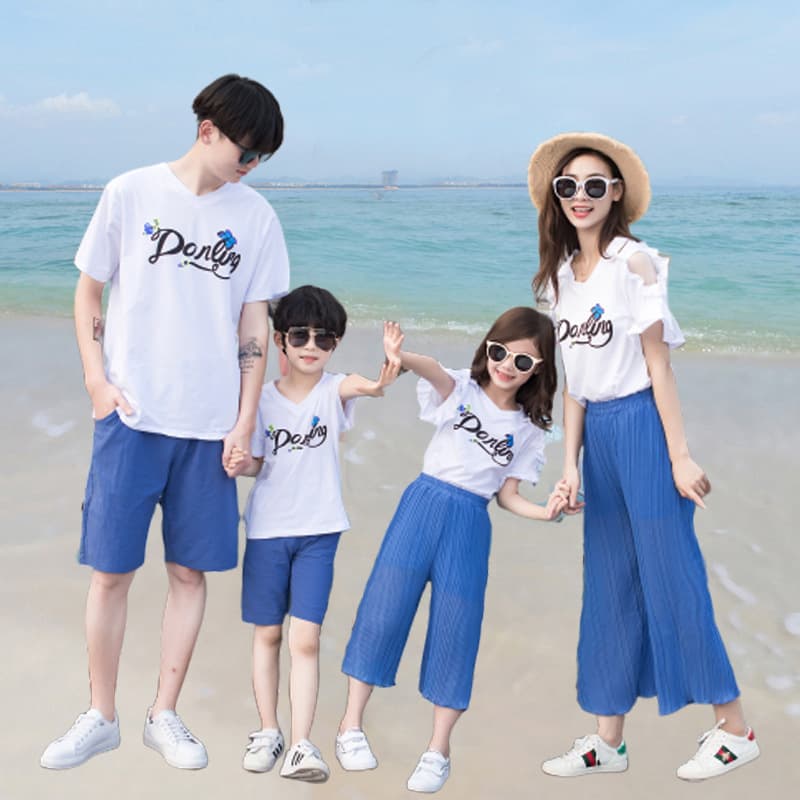 親子ペアルック/お揃い 英字入りTシャツ&パンツ