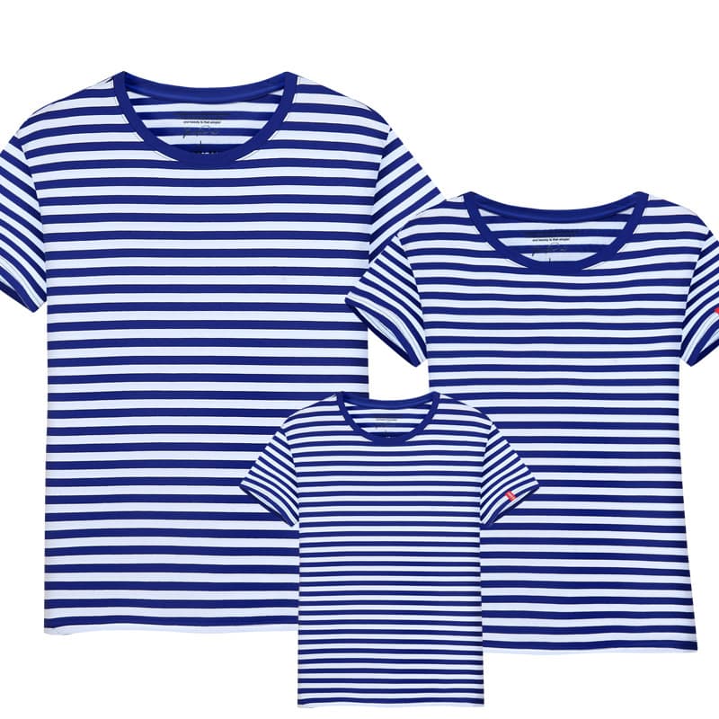 親子ペアルック/お揃い ストライプ入りTシャツ